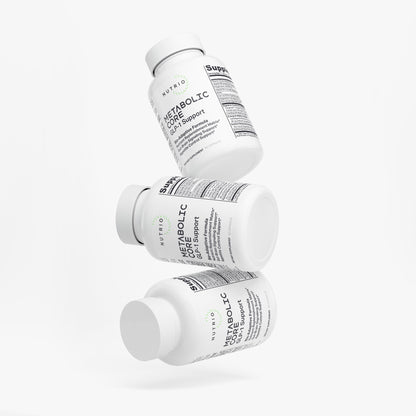 Three Nutrio Metabolic Core GLP-1 Support bottles, stacked